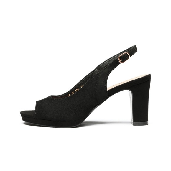 WOMEN'S SEXY 3" HEEL PEEP TOE SLINGBACK PUMPS BLACK SUEDE DREAM PAIRS SIZE 10 - Picture 3 of 9